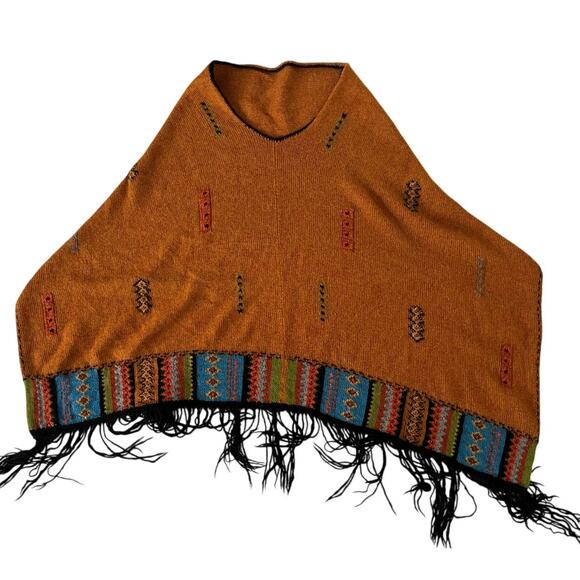 Planet Earth Sweater One Size 100% Llama Poncho Shaw Boho Western Sustainable - Picture 1 of 15
